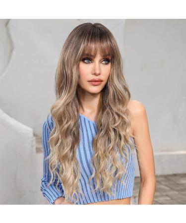 Haircube Ombre Blonde Brown Wig for Women - Long Corrugated Synthetic Wig with Ponytail - Natural Convenient & Breathable Style - Buy Online on GoSupps.com