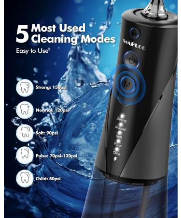 Water Flossers - Portable 300ML Larger Tank Waterflosser IPX7 Waterproof Floss for Home Travel 5 Modes 6 Flossing Tips Black - Buy Online on GoSupps.com