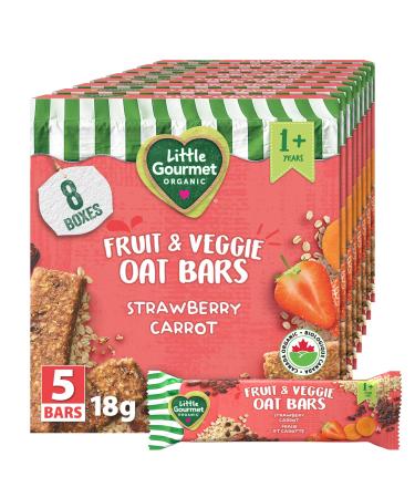 Baby Gourmet Organic Fruit & Grain Bar - Strawberry Carrot Oat - 12 Months+ No Artificial Flavours Non-GMO Gluten-Free 5 x 18g - Pack of 8 Orange Strawberry Carrot Oat Bar