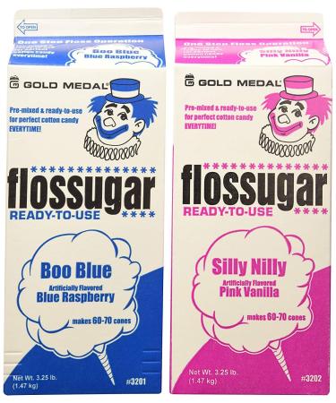 Concession Essentials - CE Floss Sugar -2pk Cotton Candy Floss Sugar 2 Pack (Pink Vanilla and Blue Raspberry) 2pk-Blue & Pink