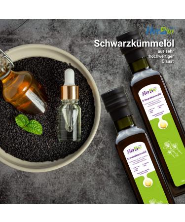 Herbbio Black Cumin Oil Cold-Pressed 3x250ml | 100% Natural Black Seed Oil | Raw Food Quality | Made in Germany - Buy Online on GoSupps.com