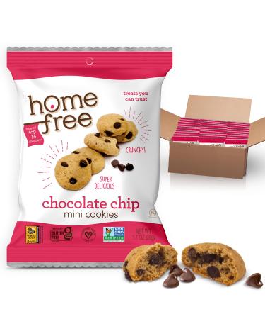 Homefree Mini Chocolate Chip Cookies, Gluten Free, Nut Free, Vegan, Individually Wrapped Packs, School Safe and Allergy Friendly Snack, 1.1 oz. (Pack of 30)