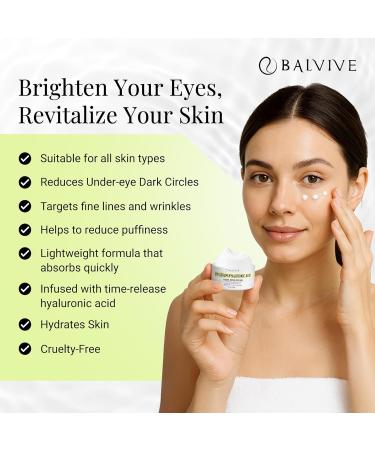 BALVIVE Caffeine Under Eye Cream for Dark Circles Puffiness Wrinkles Bags Under Eye & Fine Lines with Retinol & Multi-Peptides - Brightening Hydrating & Revitalizing for Women & Men 30ml - Buy Online on GoSupps.com
