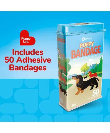 BioSwiss Puppy Novelty Bandages Tin - 50 Self-Adhesive Funny First Aid Collectable Bandages for Novelty Gag Gift - Buy Online on GoSupps.com