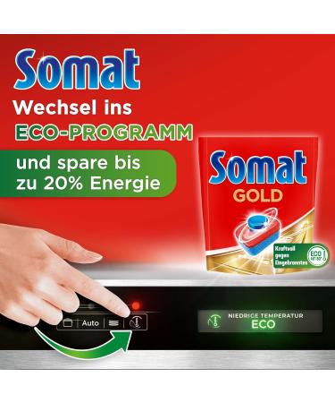 Somat Gold Dishwasher Tablets (8 x 80 Tabs) Dishwasher Tablets for Radiantly Clean Dishes Even at Low Temperatures Extra Power Against Burnt-In Food 80 Count (Pack of 8) - Buy Online on GoSupps.com