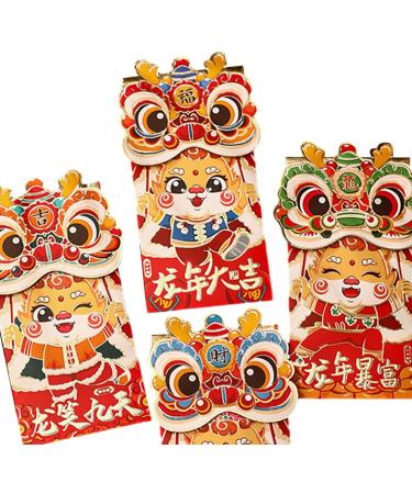 Milageto 4Pcs New Year Red Envelopes Hong Bao Hongbao Lucky Envelopes New Year Gifts Red Packets Dragon Red Envelopes for Graduation A Style A - Buy Online on GoSupps.com