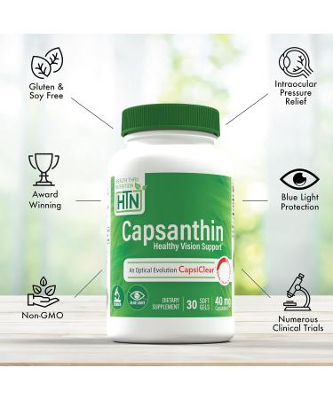 Health Thru Nutrition Capsanthin 40mg - Ultimate Eye Supplement | Healthy Vision Support & Blue Light Protection Dry Eye Relief as CapsiClear Derived from Capsicum Annuum | Pack of 30 - Buy Online on GoSupps.com