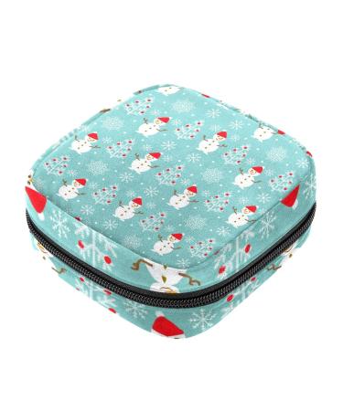Guantierendiy Sanitary Napkin Storage Bag Portable Period Bag for Women Teen Girls Christmas Snowman Menstrual Cup Pouch Nursing Pad Holder (Multicolor) Color 1