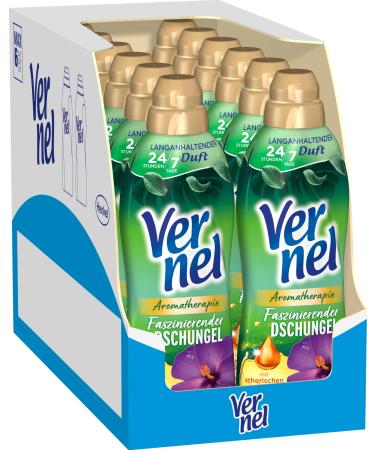 Venel aromatherapy fascinating jungle fabric softener 12x 37 WL (444 washloads) long -lasting laundry scent with essential oils for 24/7 fresh recyclable bottle 814 ml (12 pack)