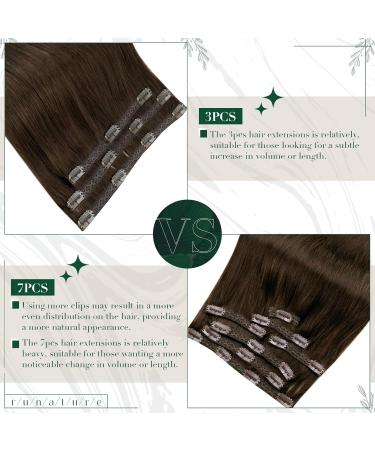 Runature Real Hair Clip-In Extensions - Medium Brown #4 10 Inch (25cm) 50g 3 Pieces - Smooth Hair for Natural Look - Buy Online on GoSupps.com