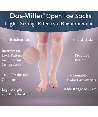 Doc Miller Open Toe Compression Socks 20-30mmHg Support for Circulation, Recovery, Shin Splints, Varicose Veins - Large Size - Buy Online on GoSupps.com