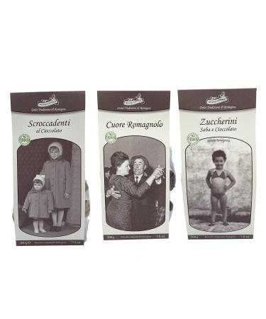 Amarcord Sweet Traditions of Romagna Tris of Organic Artisan Dry Biscuits SCROCADANTES AU C UR ROMAGNOLO Sand and Chocolate Lollipops 200 g x 3