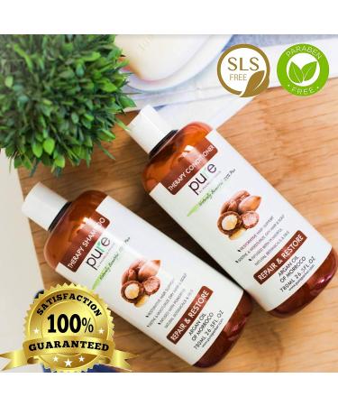 PURE Argan Oil Shampoo & Conditioner Set 26.5 oz - Extra Strength Formula with Keratin & Dead Sea Minerals - Moisturizes Dry & Damaged Hair - Buy Online on GoSupps.com