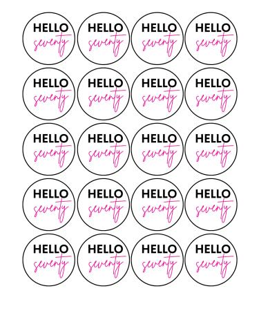 20 x 4.5cm edible 70th Birthday champagne prosecco flute drink toppers uncut HELLO 70
