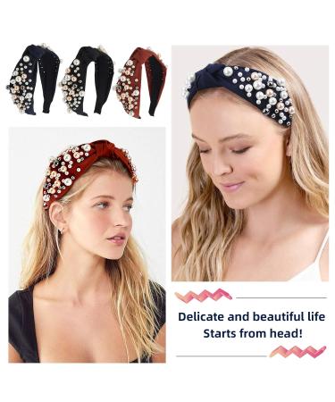 OAOLEER 6 Pack Vintage Pearl Headbands for Women - Multicolor Wide Hair Bands - Buy Online on GoSupps.com