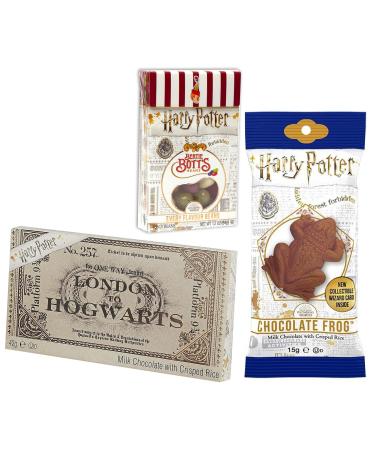 Jelly Belly Harry Potter Bertie Botts Beans Chocolate Frog and Hogwarts Train Ticket made of chocolate (35g + 15g + 42g) - Buy Online on GoSupps.com