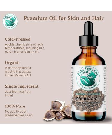 Organic Moringa Seed Oil - Bella Terra Oils | Cold-Pressed Facial Elixir | 2 oz | High in Vitamins A C & E for Radiant Beauty - Buy Online on GoSupps.com