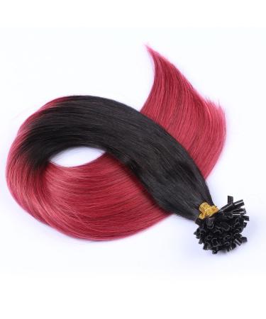 Keratin Bonding - # 1b/Burg ombre - 40cm - 25 strands - 0.5g - 100% Remy real hair hair extension U -tip Exention High quality by Novon hair extensions with very high quality 25 bondings per 40cm 12.5g