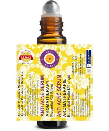 Deve Herbes Anti Acne Serum - Blend of Tea Tree Lemongrass French Lavender Peppermint Essential Oils in Safflower & Grapeseed Oil 10ml (0.33oz) - Buy Online on GoSupps.com