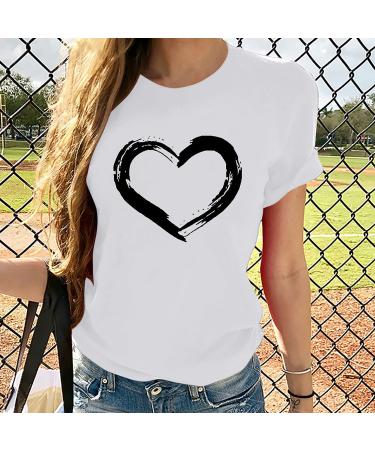 Valentine's Day Women's T-Shirt - Cute Heart Print, White, Large - Buy Online on GoSupps.com