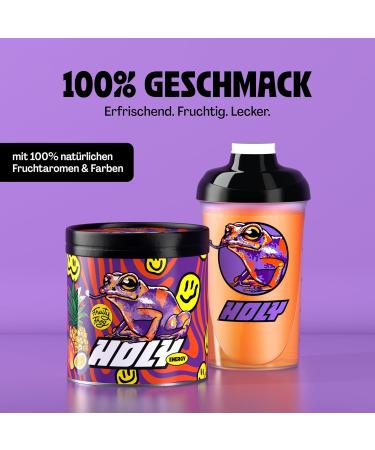 Buy Holy Energy Gaming Booster - Fruity Frog Powder | 50 Portions | Mango Maracuja & Pineapple | Focus Booster | Vegan | Natural Flavors - Buy Online on GoSupps.com