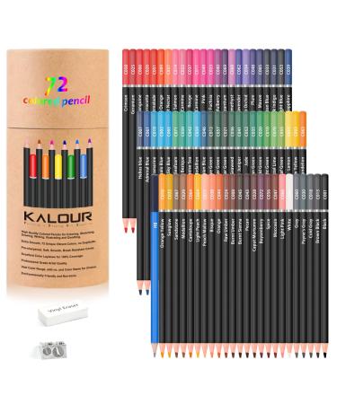  KALOUR 180 Colored Pencil Set for Adults Artists kids- 3.3mm  Rich Pigment Soft Core -12 Metallic Pencil - Wax-Based - Ideal for Coloring  Drawing Sketching Shading Blending - Vibrant Color（Tin