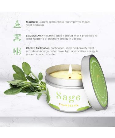 Chandelita Fragrance Candle - Sage & Soy Wax for Energy Relaxation Meditation & Chakra Healing | International Shipping - Buy Online on GoSupps.com