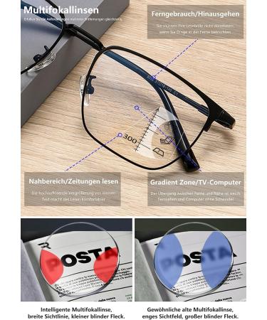 Shop Lanomi Varifocal Glasses for Men & Women - Photochromic Blue Light Filter UV400 Multifocal Reading Aid - Thin Metal Frame Self-Tinting Stylish Black (3.0x) - Buy Online on GoSupps.com