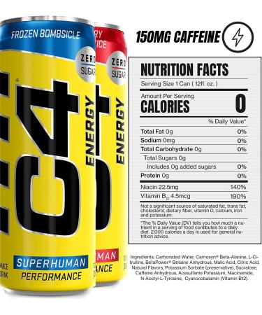 C4 Energy & Smart Energy Drinks Variety Pack - Sugar Free Pre Workout Performance Drink - Zero Calorie - 4 Flavor Variety Pack - Coffee Substitute - 12 Pack 12 Fl Oz - Buy Online on GoSupps.com
