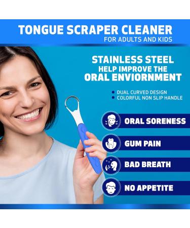 Tongue Scraper Cleaner for Adults & Kids Pack Medical Grade Stainless Steel Tongue Brush Set Oral Self Care for Bad Breath Tongue Scraping with Travel Case (1pcs) 1 Pack - Buy Online on GoSupps.com