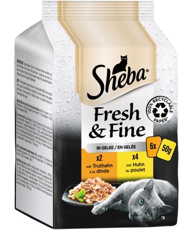 Sheba Fresh & Fine in jelly - high -quality cat wet food - chicken and turkey - for the daily variety in the extra small portion bag - 36 x 50g of the wheels and chicken