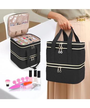 Yarwo Nail Polish Storage Bag for 72 Polishes & Nail Lamp - Stylish Cosmetic Organizer for Nail Accessories - Black Patent - Buy Online on GoSupps.com