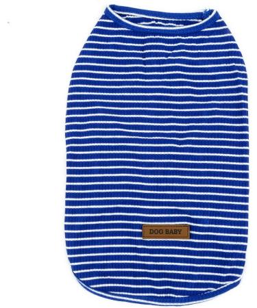 Shop Paidful 100% Cotton Summer Striped T-Shirt for Small Dogs - Blue Welpe Tee for Chihuahua & Yorkshire | Sizes M (Back Length 25cm Bust 37cm) - Buy Online on GoSupps.com