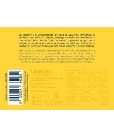  DIAMOND INTERNATIONAL AQUA DE SORRENTO Partenope Shower Gel | Energizing shower gel with natural lemon extract cleanses and regenerates 400 ml - Buy Online on GoSupps.com