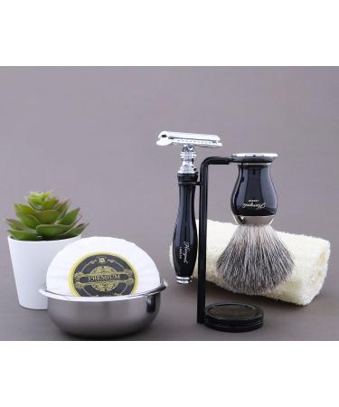 Haryali London 5-Part Shaving Set | Double-Sided Razor Hair Brush Soap Bowl & Stand - Perfect Gift for Men - Buy Online on GoSupps.com