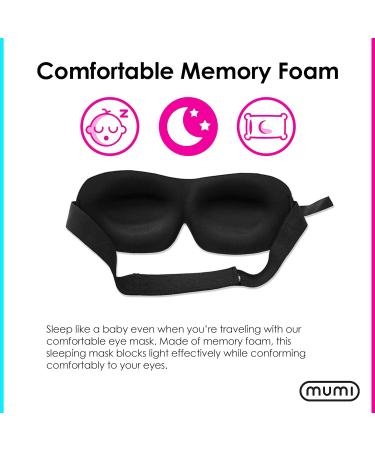 Mumi Sweet Dreams Kit: 3D Eye Mask with Memory Foam, Adjustable Strap, Ear Plugs - Black - Buy Online on GoSupps.com