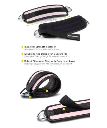 Fitgriff Foot Straps V1 (Padded) - Ankle Straps for Fitness Training - Blush Pink (2 Pieces) | International Shipping - Buy Online on GoSupps.com