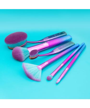MODA Royal & Langnickel 6pc Prismatic Deluxe Makeup Brush Set - Foundation Contour Powder Fan Eye Shader & Angle Eyeliner Brushes - Pink-Teal Ombre - International Shipping - Buy Online on GoSupps.com