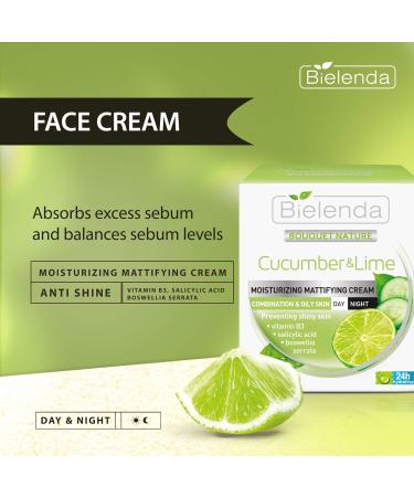 Bielenda Cucumber & Lime Mattifying Moisturizer Cream for Mixed & Oily Skin 1.7 oz | International Shipping Available - Buy Online on GoSupps.com