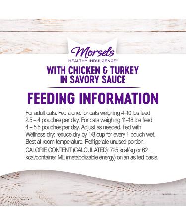 Wellness Healthy Indulgence Natural Grain Free Wet Cat Food - Chicken & Turkey Morsels 3oz Pouch (Pack of 24) - Buy Online on GoSupps.com