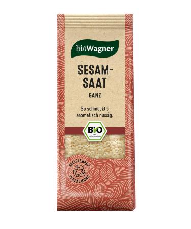 Biowagner - organic sesame seed whole |for Asian dishes or as topping for salads or muesli |Natural organic ingredients |Recyclebare packaging |60 g