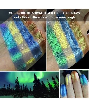 Afflano Multichrome Blue Green Eyeshadow Palette - Pigmented Duo Chrome Glitter for Hazel & Green Eyes | Shimmery Holographic Makeup - Buy Online on GoSupps.com