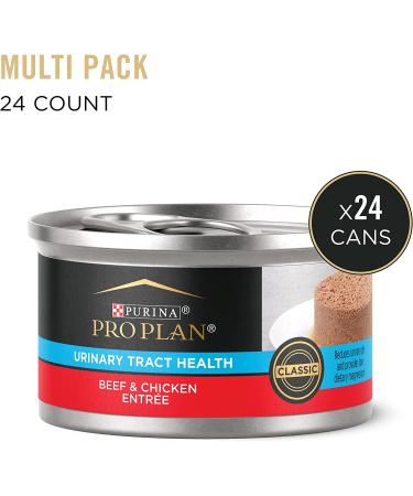 Purina Pro Plan Urinary Tract Health High Protein Adult Wet Cat Food - Beef & Chicken Flavor (Pack of 24, 3 oz Cans) - Buy Online on GoSupps.com