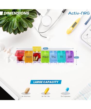 Weekly Pill Organizer - BPA Free 7 Day Travel Case for Vitamins Medication & Supplements - Large Compartments & Spring Assisted Open Design - Buy Online on GoSupps.com