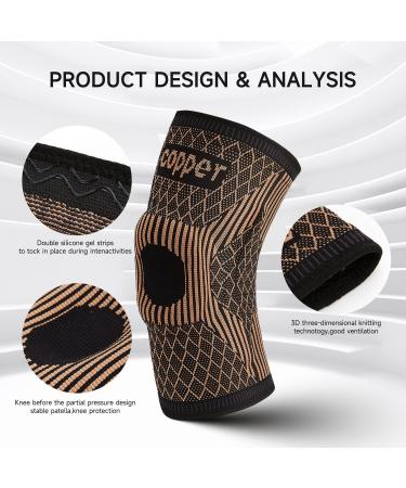 Domaste Copper Knee Brace with Gel Pads & Stabilizers (2 Pack) - Support for Men & Women - Medical Grade Compression Sleeves for Running ACL - Size L Tan - Buy Online on GoSupps.com