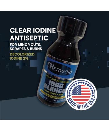 DRemedio Iodo Blanco 2% (YODO Blanco) Decolorized Iodine First Aid Antiseptic 1 fl oz (29 ml) Pack of 1  - Buy Online on GoSupps.com
