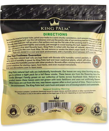 King Palm Mini Size Natural Pre Wrap Palm Leaf Cones - 25 Pack - Organic Prerolled Cones with Corn Husk Filter - Buy Online on GoSupps.com