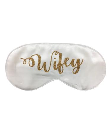 Wifey Silk Bride Sleep Eye Mask - White and Gold