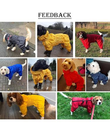 Minezi High Collar Waterproof Raincoat Set for Dogs - Reflective Strips & Zippers - Medium Yellow (Back Long: 37-40cm) - Ideal for All Breeds - Buy Online on GoSupps.com