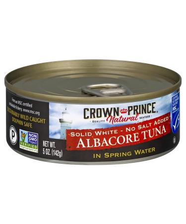 Crown Prince Natural Solid White Albacore Tuna in Spring Water - No Salt Added, 5oz Cans (Pack of 12) - Buy Online on GoSupps.com